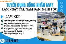 THÔNG BÁO TUYỂN DỤNG CÔNG NHÂN MAY